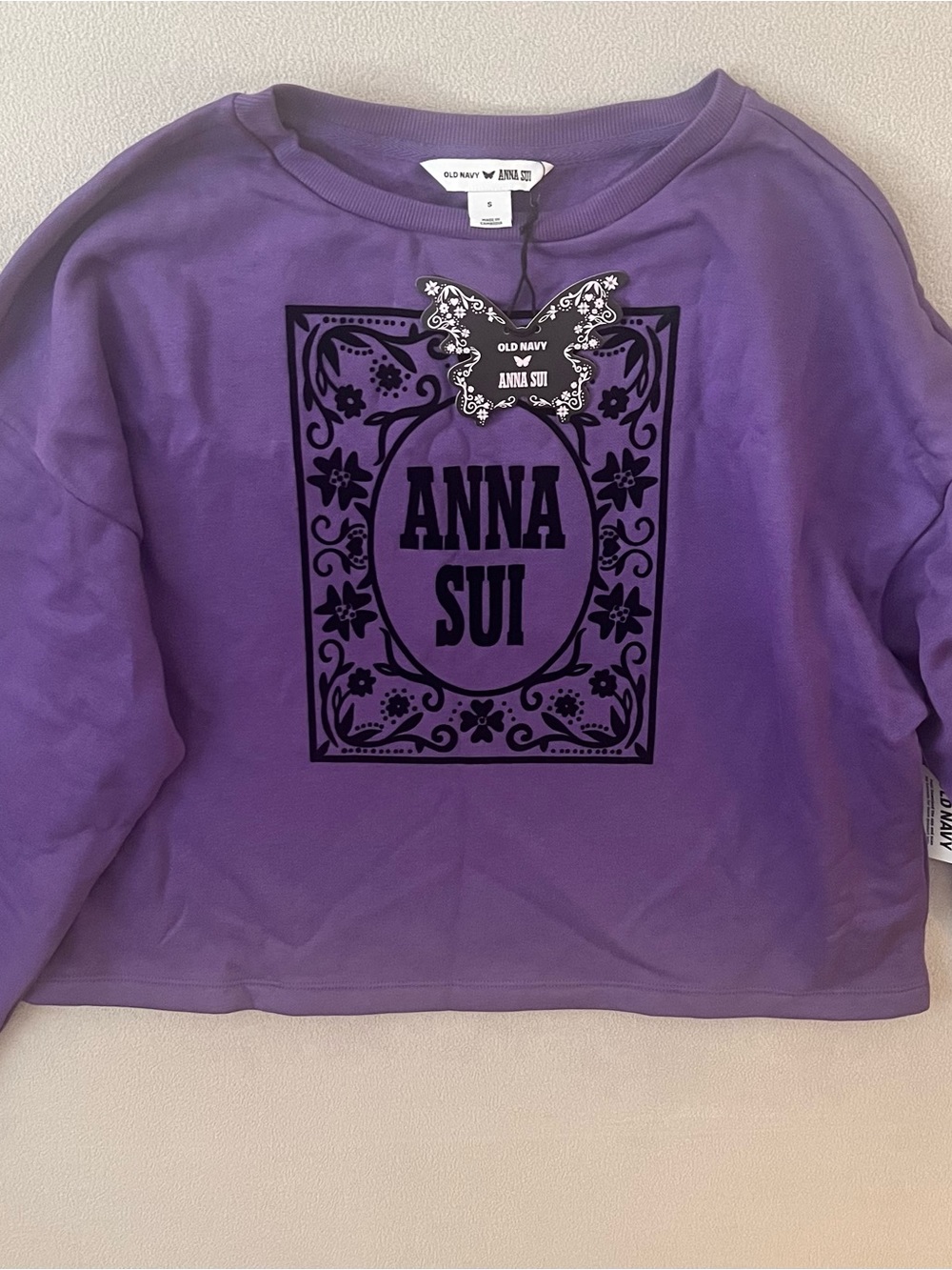 Anna Sui Purple Graphic Sweatshirt with Black Logo